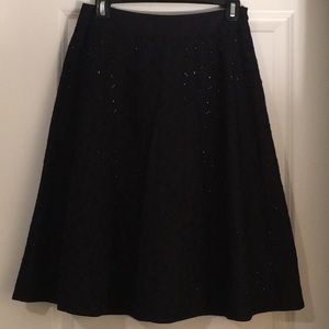 INC Black Eyelet A-Line Skirt w/ Blush Lining